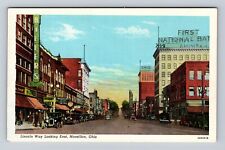 Massillon OH-Ohio, Lincoln Way looking East, First Natl Bank, Vintage Postcard picture