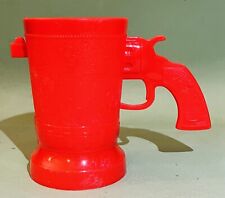 Vtg 1950's PISTOL CUP Cowboy Gun Western Red Plastic E-Z-POR Corp Chicago picture