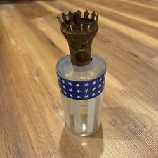 Vintage American Flag 10” Miniature Glass Oil Lamp USA Patriotic Decor Not Mint picture