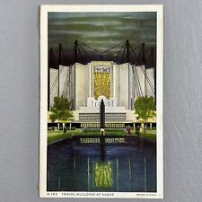 Vintage Travel Building At Night X-183 Postcard Chicago Worlds Fair Posted picture