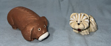 Lot of 2 Artesania Rinconada figurines: Rust Color Pig and Small White dog picture
