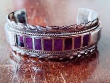 Native American Zuni Apache Cuff Bracelet Sterling Silver and Spiny Oyster Heavy picture