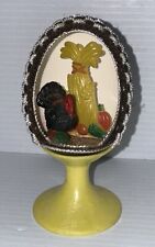 Vintage Kitsch Brown & Yellow Real Egg Thanksgiving Diorama Decor Art  4.5” T picture