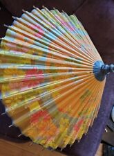 Vintage Japanese Flower Paper Umbrella 28” picture