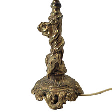 Vintage L&L WMC Brass Metal Cherub lamp french Provincial Hollywood Regency picture