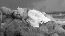 Black and White Photo Happy Baby Laying Against Warm Rug  Reprint A-13 picture