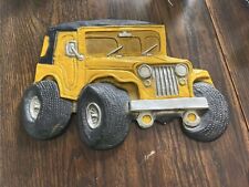 Vintage Hoda 1976 Yellow Jeep Wall Plaque 16” Retro Lifted Art Collectible Rare picture
