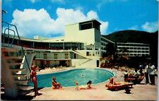 Vtg St Thomas Virgin Islands Virgin Isle Hotel Women at Pool 1950s Postcard picture