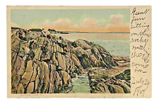 Christmas Cove Maine • People Sitting on Rocks Next to the Water • Posted 1907 picture