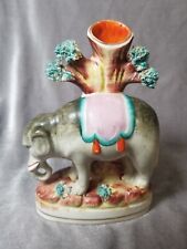 Antique 1860 Staffordshire Elephant Figure Spill Vase Repaired Branch See Pics picture