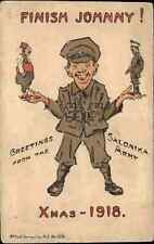 Greece Salonika Army Comic Soldier 1918 WWI Christmas Card Postcard Size picture
