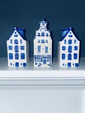X3 Lot Delft Blue Handpainted Old Dutch House Made in Holland Ceramic Collection picture
