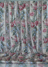 4 drapes Waverly CAROLINA ROSE Floral Stripe Gray Rose Blue THERMAL LINED Warm picture