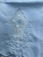 Vintage Linen fabric flowers/embroidery skyblue linen hand towels Cottage Core picture
