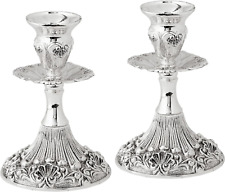 Silver Plated Candlesticks - 2 Pack Set - Pair of 5 Inch Ornate Candle Holders w picture