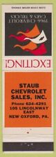 Matchbook Cover - 1966 Chevrolet Staub New Oxford PA picture