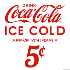 Drink Coca-Cola Ice Cold 5 Cents Cut Out Vinyl Sticker Set Officially Licensed  picture