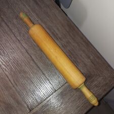 Vintage Wood Rolling Pin With Green Handles 17.5