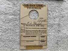 1946 Western Union Telegram Door Knob Hanger 1610 Orthodox ST Philadelphia PA picture