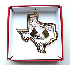 Proud to be a Texan Brass Ornament Texas State American Flag picture