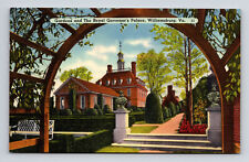 Linen Postcard Williamsburg VA Virginia Royal Governor's Palace & Gardens picture