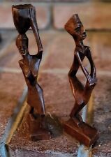 Vtg. | Hand Carved | African Abstract Couple | Tribal | Folk Art Sculpture Set picture