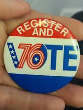 Vintage 1976 Bicentennial Register And Vote Button picture