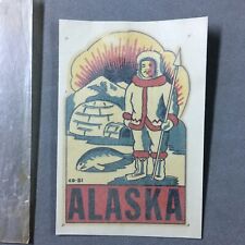 Vtg 1951 Alaska Eskimo Igloo Fairway Mfg Co Travel Water Decal CO-51 Wax Sleeve picture