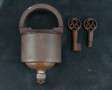 Vintage Rustic Tricky Lock: Handmade Indian Collectible with 2 Keys picture