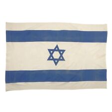Vintage Cotton Israel Flag Cloth Linen Jewish Judaism Star of David Textile Art picture