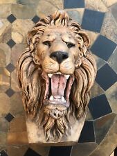Vintage Chalkware Lion Head, Signed picture