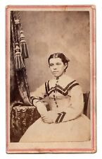 ANTIQUE CDV C. 1860s M.B. ISHAM GORGEOUS YOUNG LADY IN DRESS SYRACUSE NEW YORK picture