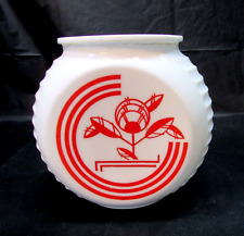 Vintage 1940's Anchor Hocking Glass Vitrock White Red Circles Kitchen Grease Jar picture