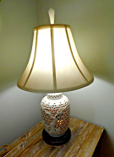 Vintage Blanc de Chine White Porcelain Reticulated Lamp Pierced Cherry Blossom picture