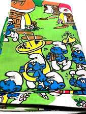 Vintage 1980s Smurf's Twin Flat & Fitted Bed Sheet Set no Pillowcase in USA picture