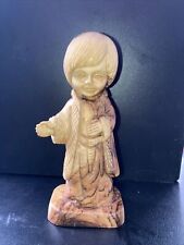 Hand Carved Wood Statue Little Boy picture