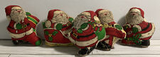 Vintage Lot of 5 Handmade Fabric Stuffed Christmas Holiday Santa Ornaments picture