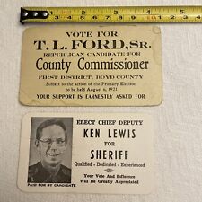 1920's Lot/2  POLITICAL CARDS BOYD COUNTY, KENTUCKY T.L.FORD, SR. + KEN LEWIS picture