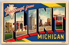 Postcard Large Letter Greetings From Flint Michigan picture
