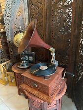 Vintage HMV Working Gramophone Player Phonograph look Vinyl Recorder Wind up Gif picture