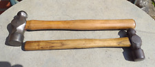 Vintage ball pein hammers in good condition with wooden handles Roebuck picture