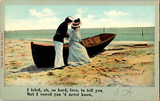 Vtg Postcard Illustrated Song Series. Romance Beach Scene Soldier and lady c1907 picture
