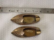 Vintage Brass Ashtray Shoes Slippers -Taiwann-Republic Of China -Tag- Set Of 2  picture