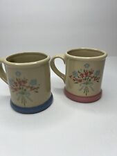 Vintage Set Of 2 Mugs Floral, Pink, Blue picture