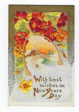 1909 Postcard Happy New Years Day Posted with 1909 Red Cross Stamp Embossed picture