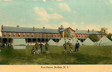 WWI US Army Postcard Fort Porter Buffalo NY Tents on Parade Ground 1915 picture