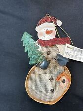 Vintage New Russ Berrie Snowman Tin Christmas Ornament 5