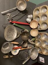 Lot 18 Antique Vintage Kitchen Utensils Tools Gadgets Wood Handles Primitive picture