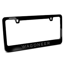 Jeep Wagoneer 3D Gray on Black Metal License Plate Frame picture