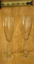 ELEGANT Pair of Crystal Champaign Flutes 7” Tall picture